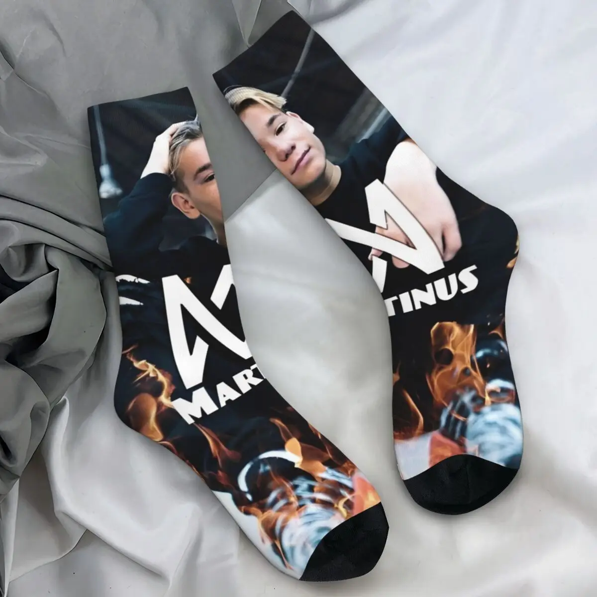 Фото Men Socks Marcus And Martinus Twin Boys MM Singer Stockings Autumn Fashion Medium Soft Socks Custom Cycling Anti Sweat Socks №1