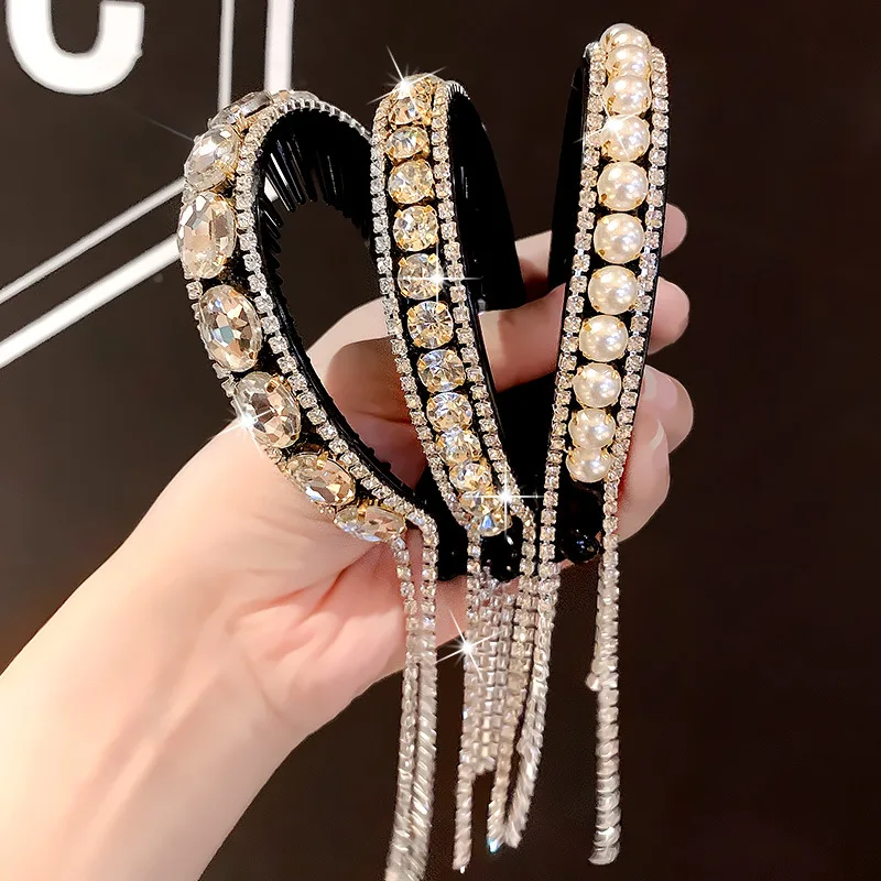 

FORWOT Women Elegant Luxury Rhinestone Tassel Ponytail Hair Claws Hair Clips Barrettes Hairpin Headband Fashion Hair Accessories