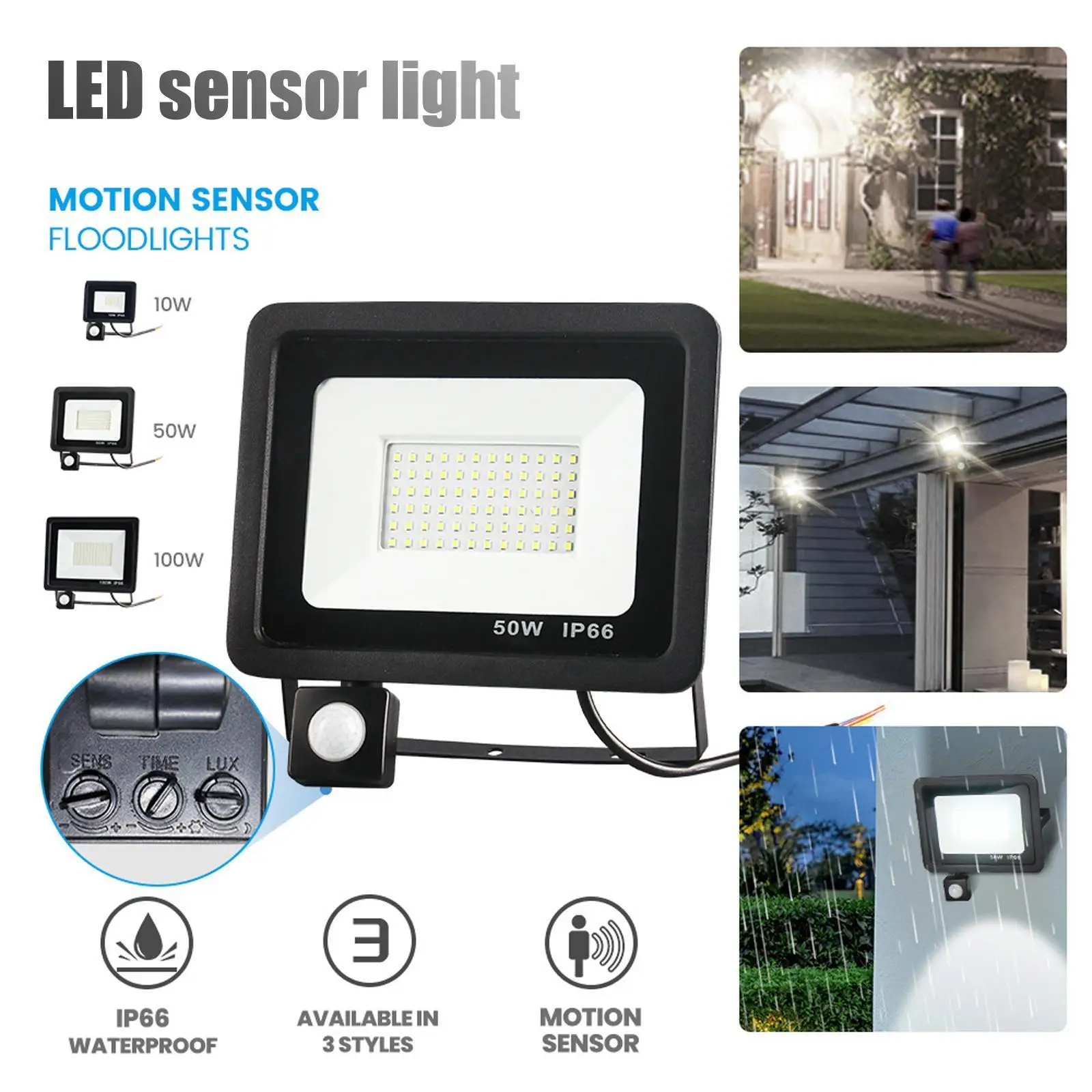 

LED FloodLight IP65 Waterproof AC220V 10W-100W Motion Sensor And Without Motion Sensor Type For Outdoor Garden Using
