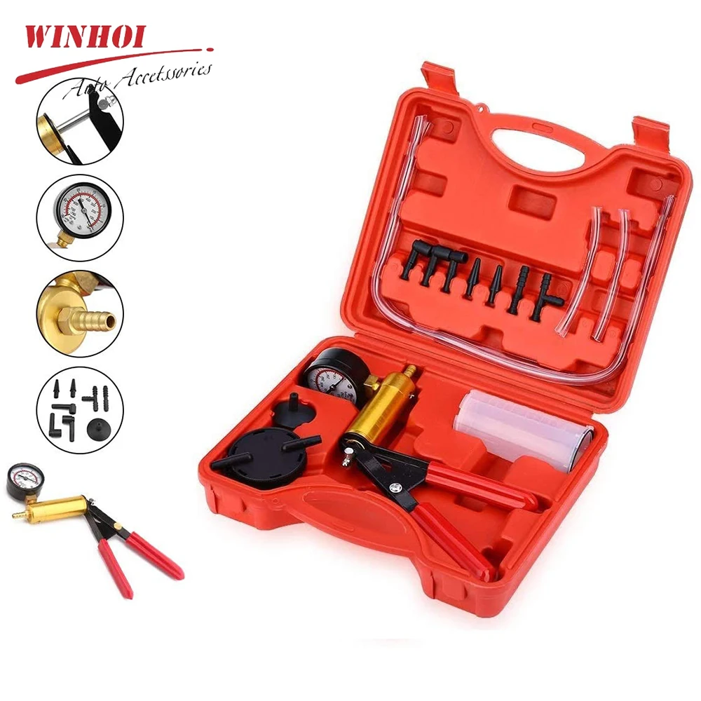 

2 In 1 Manual Vacuum Pump Tester Car Brake Bleeder Kit Auto Motorcycle Brake Bleeding Device Aluminum Pump Pressure Vacuum Gauge