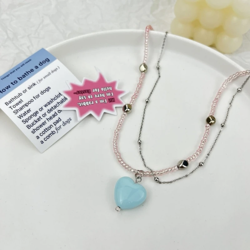 Нежное ожерелье с подвеской в ​​форме сердца повседневная одежда многослойная