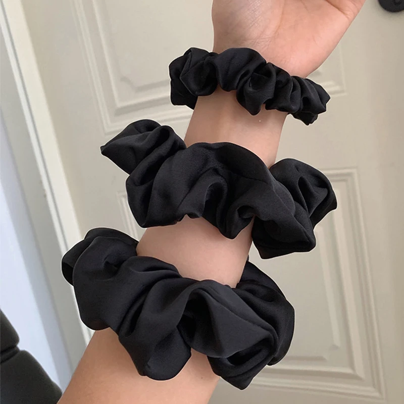 

French Retro Large Intestine Hair Ties Women Silk Satin Elastic Hair Bands Solid Scrunchies Lady Gilrs Headband Hair Accessories