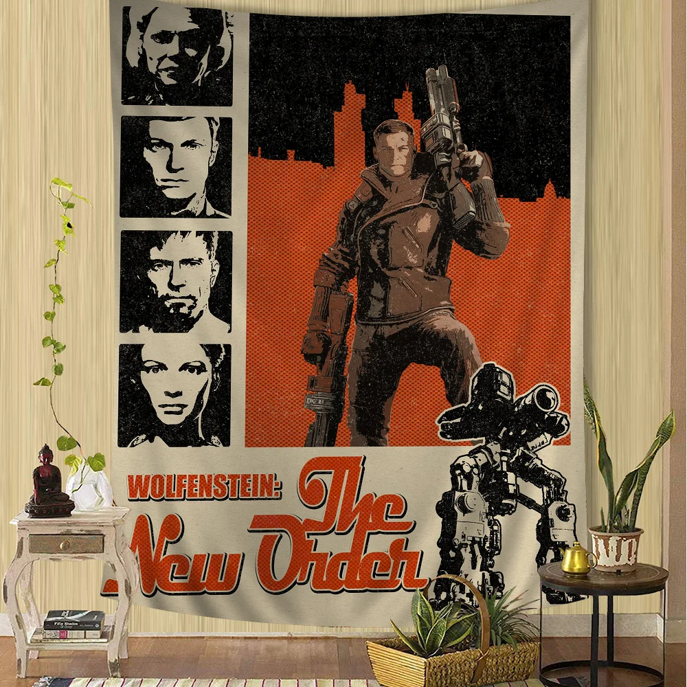 Wolfenstein аниме видеоигра диаграмма гобелен для гостиной домашний декор в общежитии