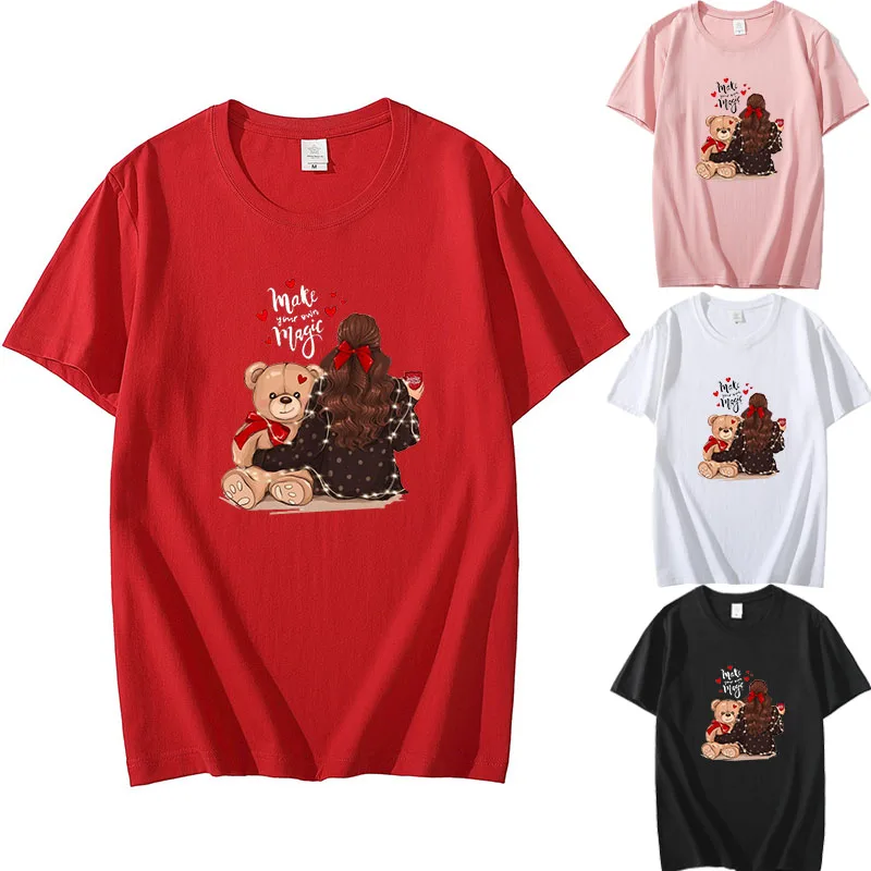 

Милая женская футболка с принтом куклы и любви, забавная летняя футболка с коротким рукавом и надписью «Make Your Won», повседневный Топ большого ...
