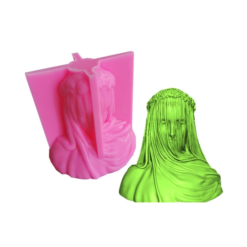 

Veiled Lady Candle UV Crystal Epoxy Mold Female Bride Antique Bust Statue Sculpture Woman Body Resin Silicone Mould DIY Art