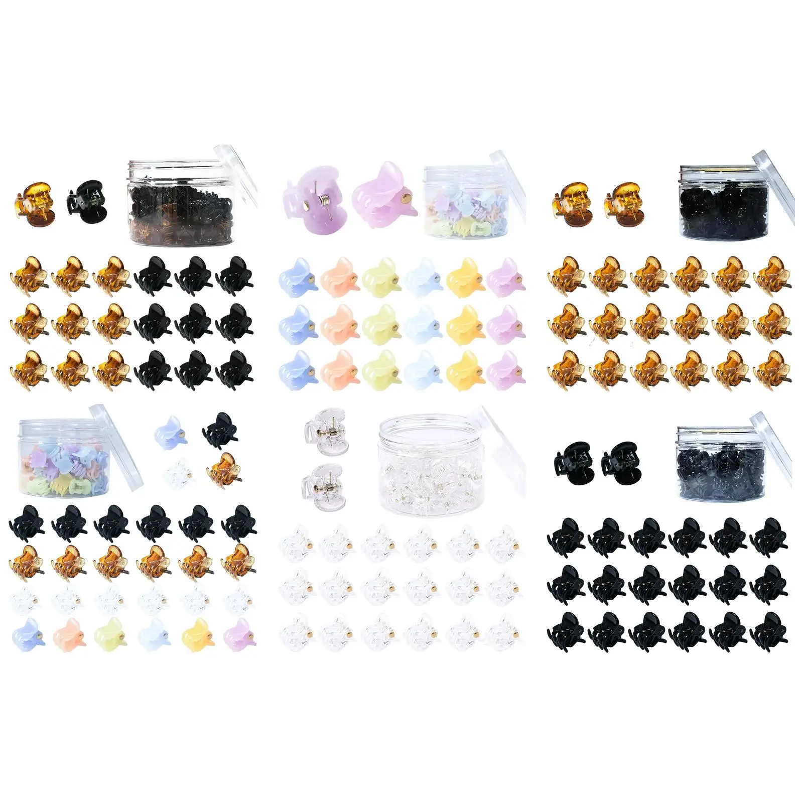 

48 Pieces Mini Hair Clips with Transparent Box Beautiful Non Slip Hairclips Claw Clips Clamps School Party Women Girls
