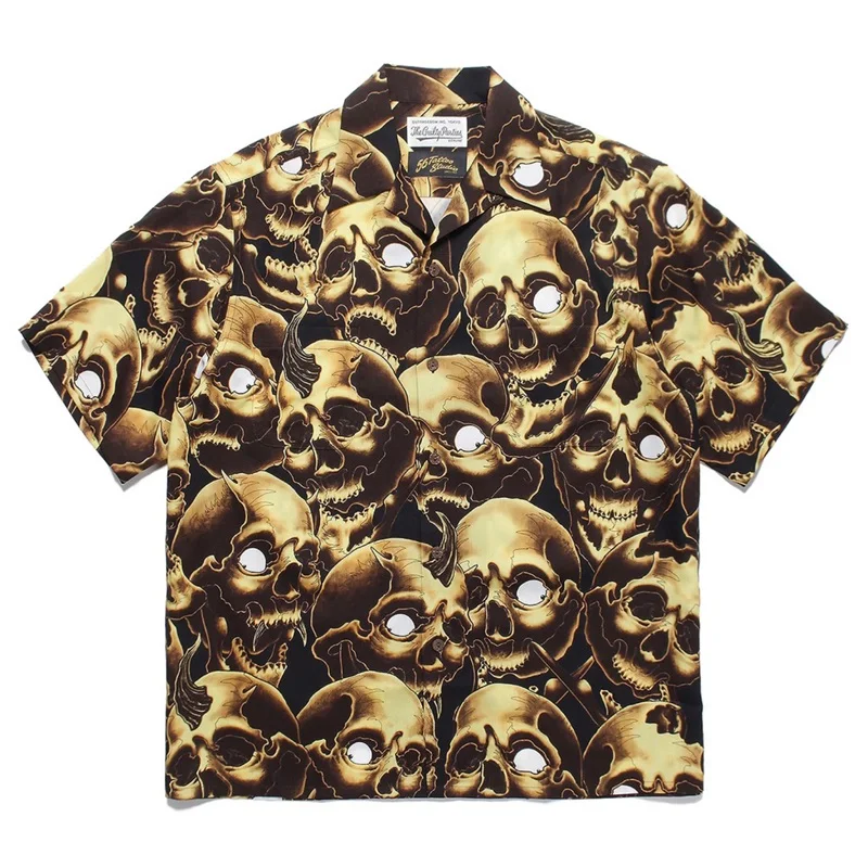 Best Quality New Skull WACKO MARIA Shirts 2023 Summer Style Men Woman Short Sleeve Hawaii Tops Tee Shirt