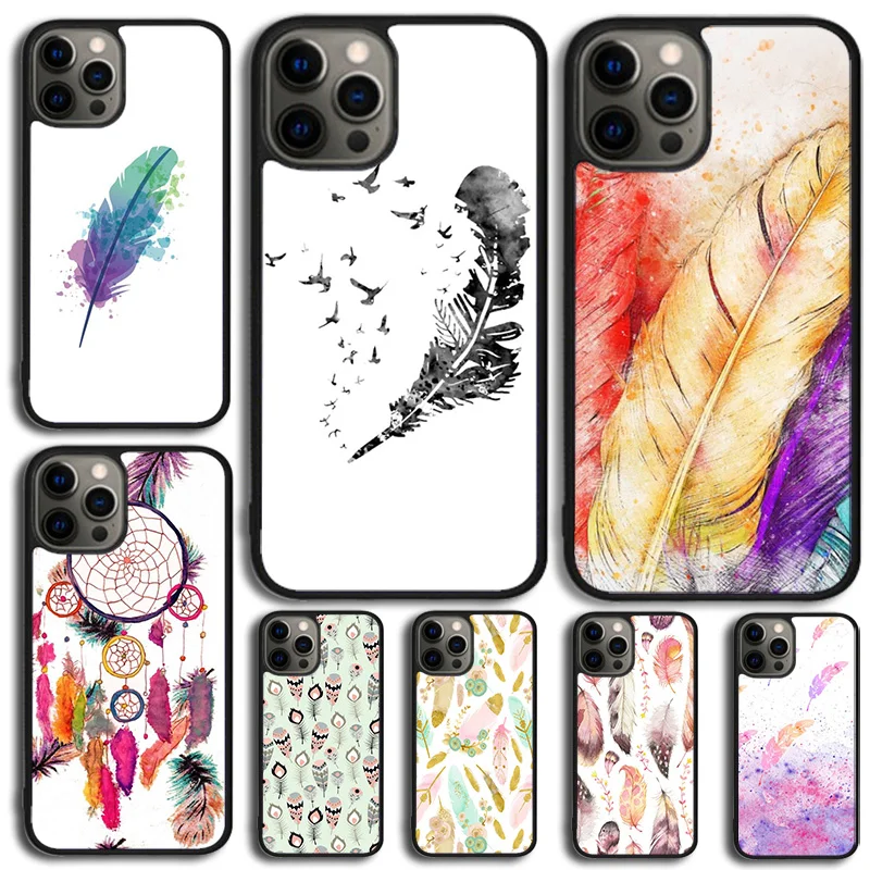 Чехол для телефона с акварельными перьями iPhone SE 2020 X XR XS 11 12 13 Mini Pro MAX 6 7 8 Plus Galaxy S20 S21