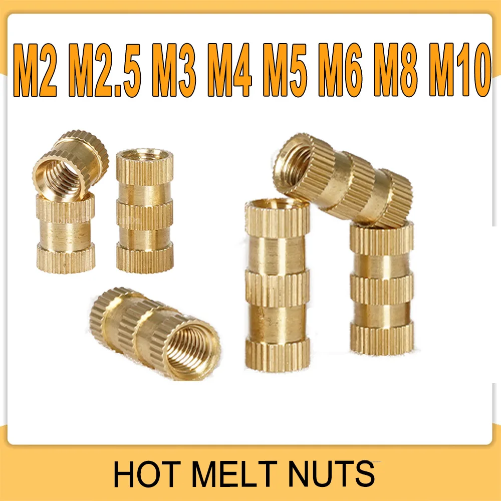 

M2 M2.5 M3 M4 M5 M6 M8 M10 Brass Heat Threaded Insert Nut Hot Melt Knurled Injection Embedment Nut of Plastic 3D Pringting