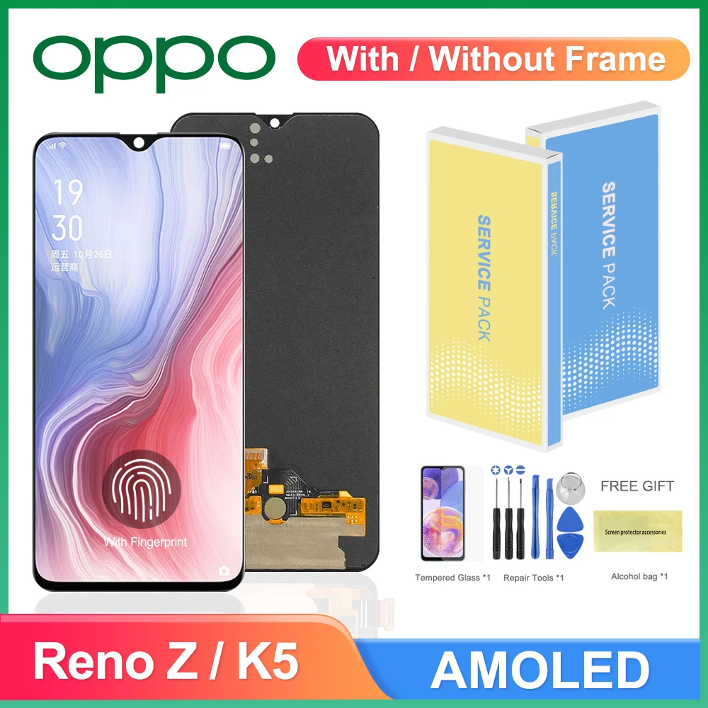 

Оригинальный дисплей для Oppo Reno Z PCDM10 CPH1979, для Oppo K5 PCNM00, ЖК-дисплей, сенсорный экран, дигитайзер с заменой рамки