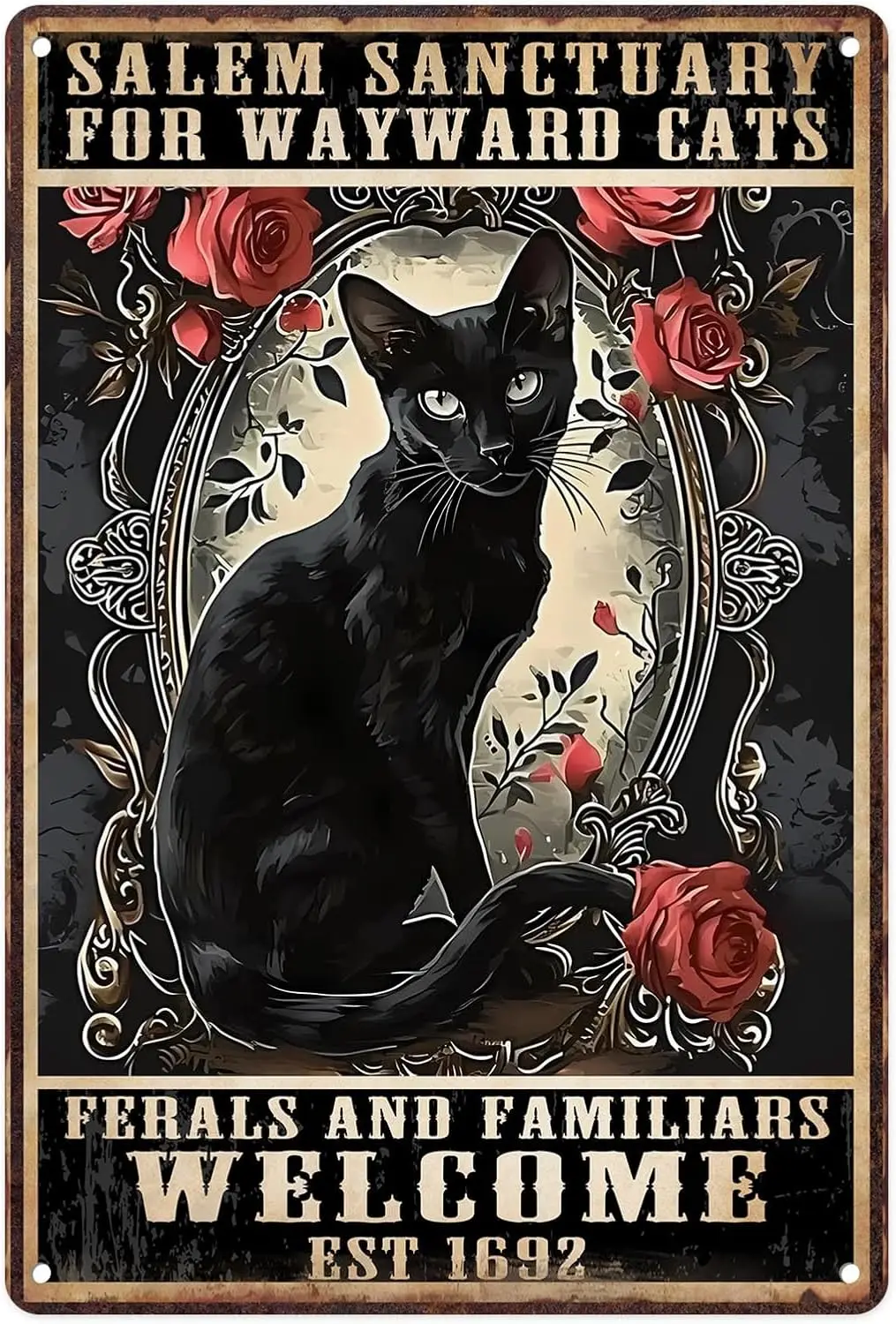 1b Металлический Знак Сантехники Ведьма Черный Кот Sanctuary Wayward Винтажная Оловянная