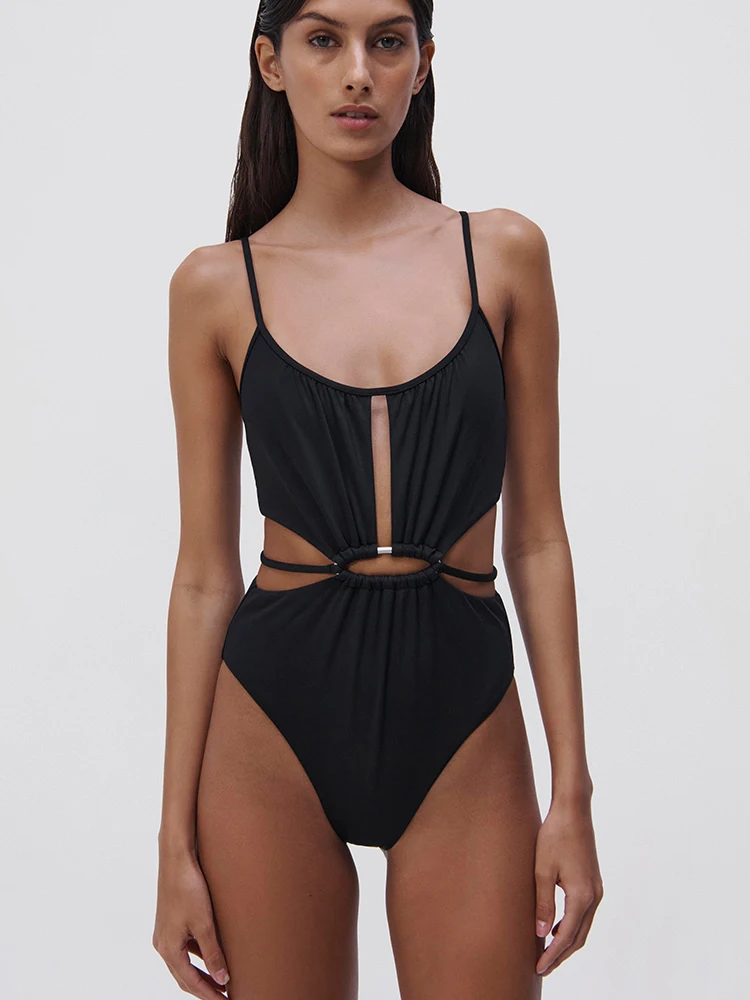 

Miyouj Cut Out Swimwear Women Sexy One Piece Suits String Swimsuit High Waist Beachwear Pleated Bathing Suits New Swimsuits