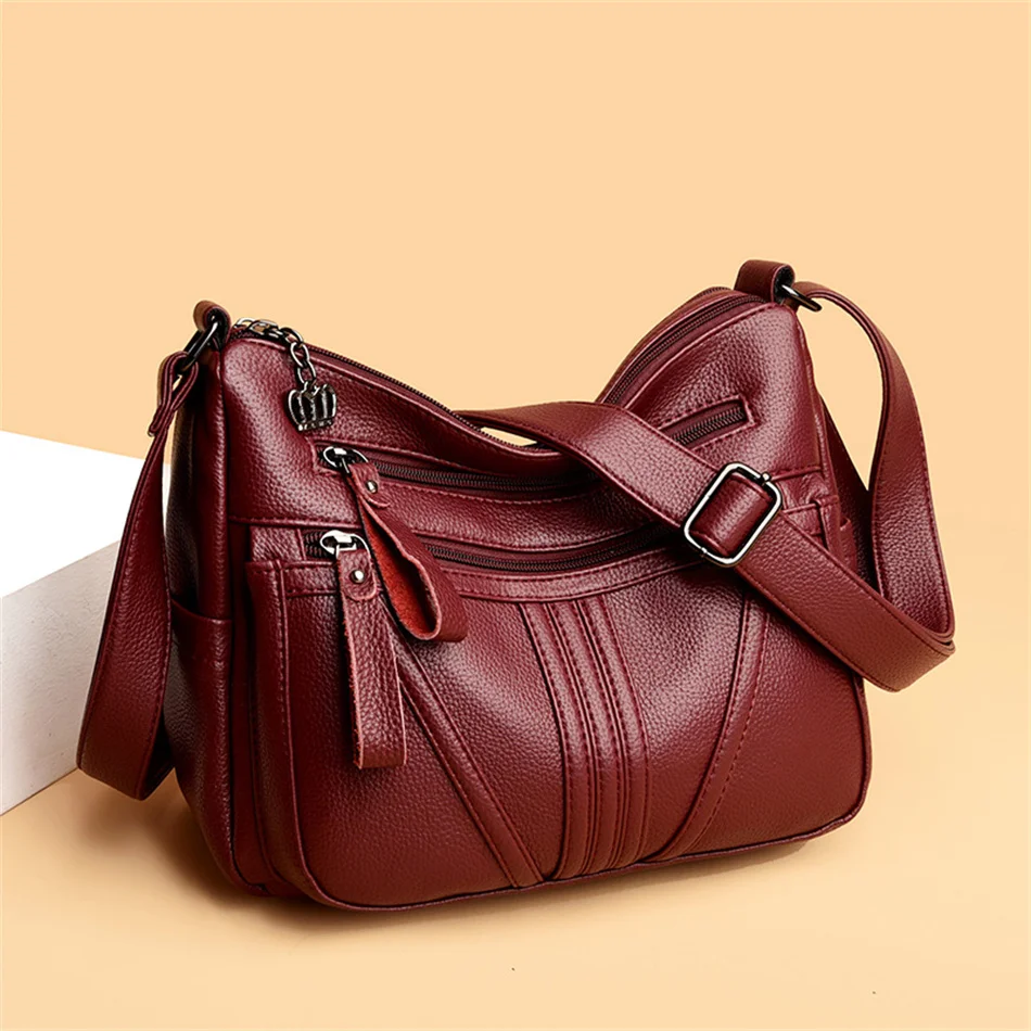 

Vintage Pu Leather Handbag Luxury Large Capacity Ladies Shoulder Crossbody Bag Female Designer Multi-Pocket Messenger Handbags