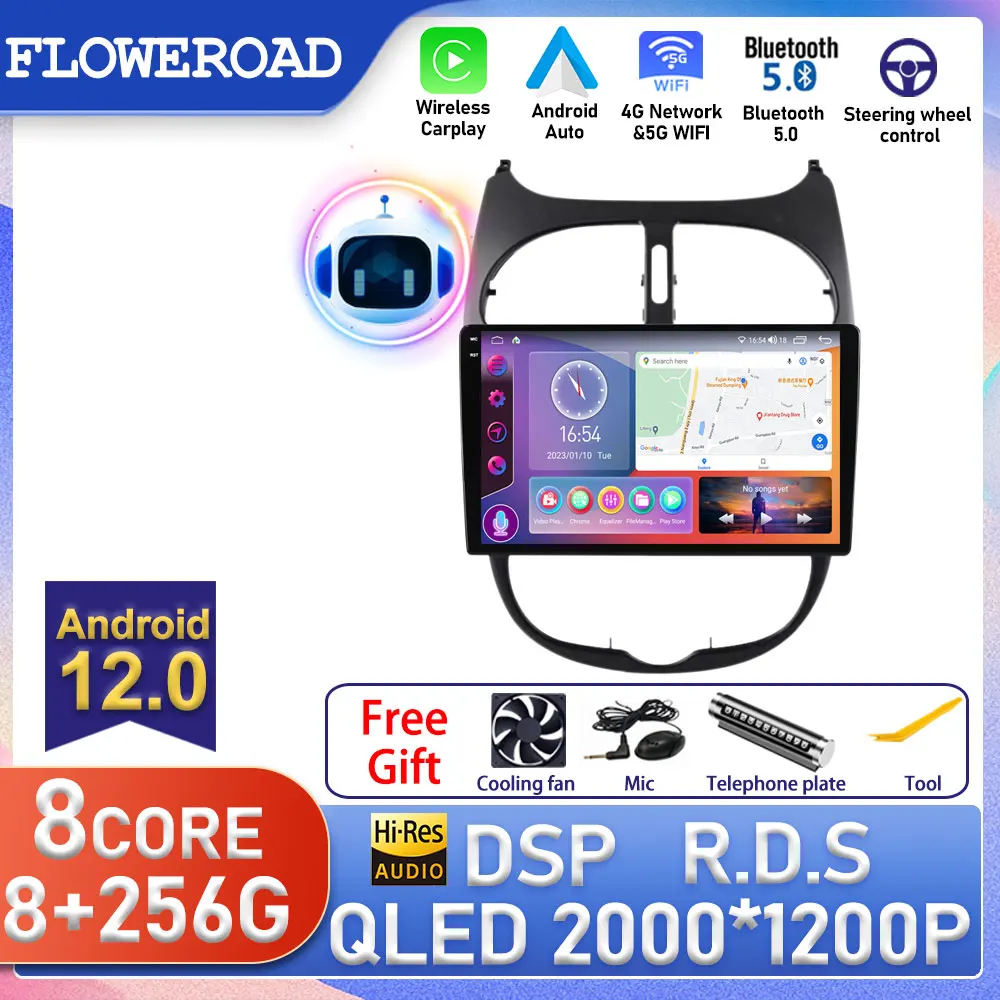 Автомагнитола на Android для Peugeot 206 2001-2016 автомобильный радиоприемник