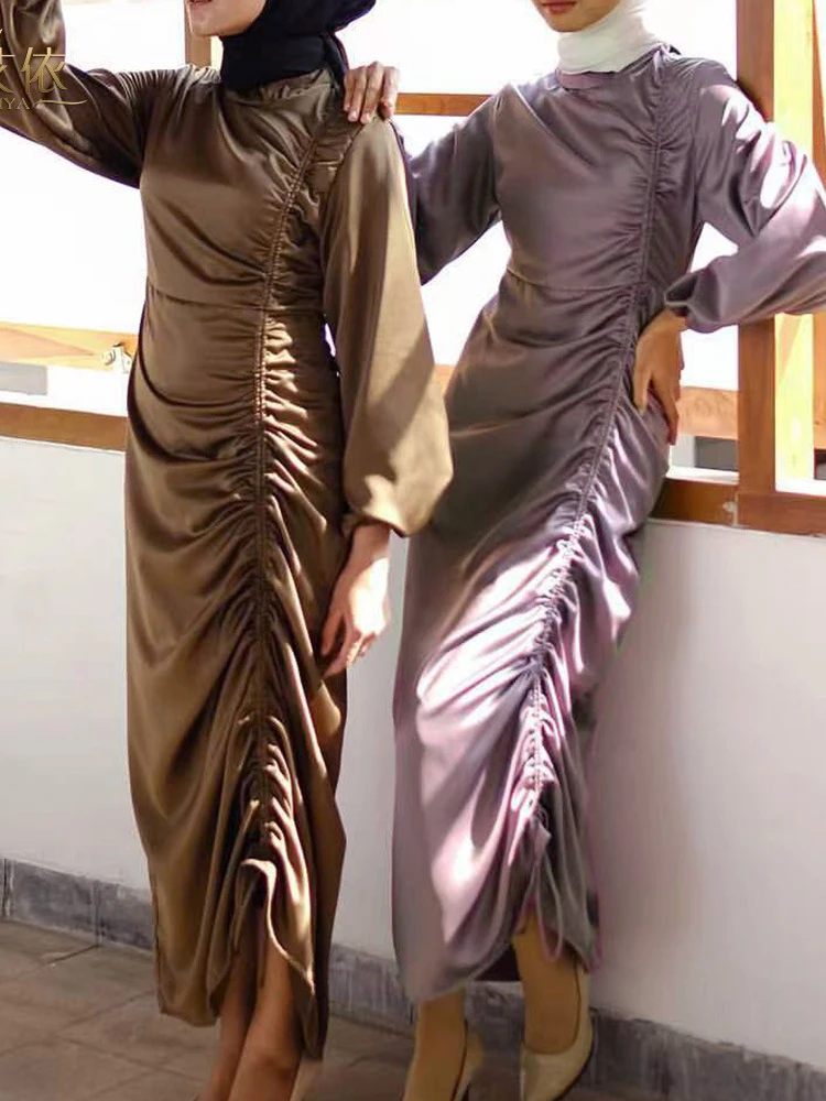 

Eid, мусульманская женская абайя, Марокканское платье, Abaya s, шелковые Макси-платья, молитвенная абайя с длинным рукавом, мусульманское платье