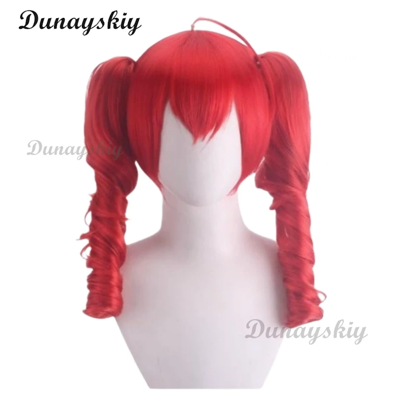 Парик для косплея виртуального Idol Teto Красный конский хвост длинные вьющиеся