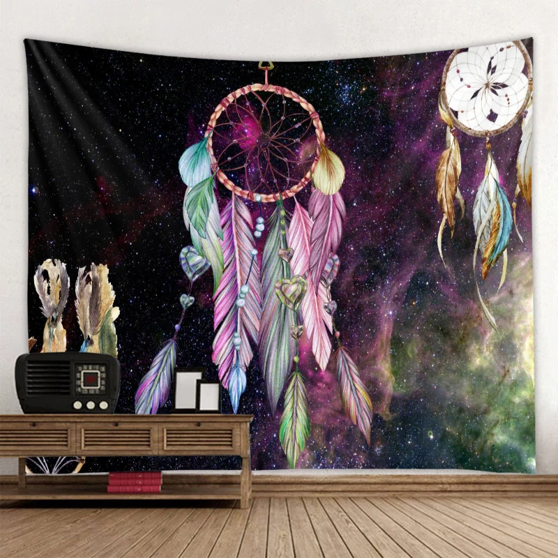 Starry Dream Catcher Art Wall Hanging Tapestry Decorative Art Blanket Curtain Hanging at Home Bedroom Living Room Decor