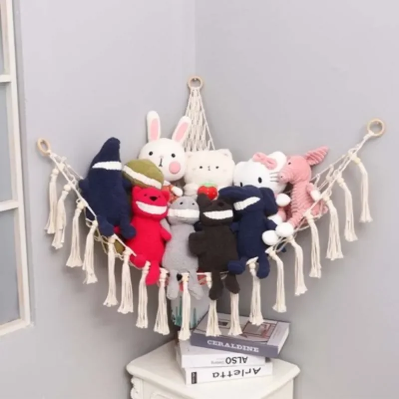 

Toys Organizer Cotton Storage Bag Children Room Corner Decoration Tapestry Decor Pouch Organizing Toy Net Fishing Organization