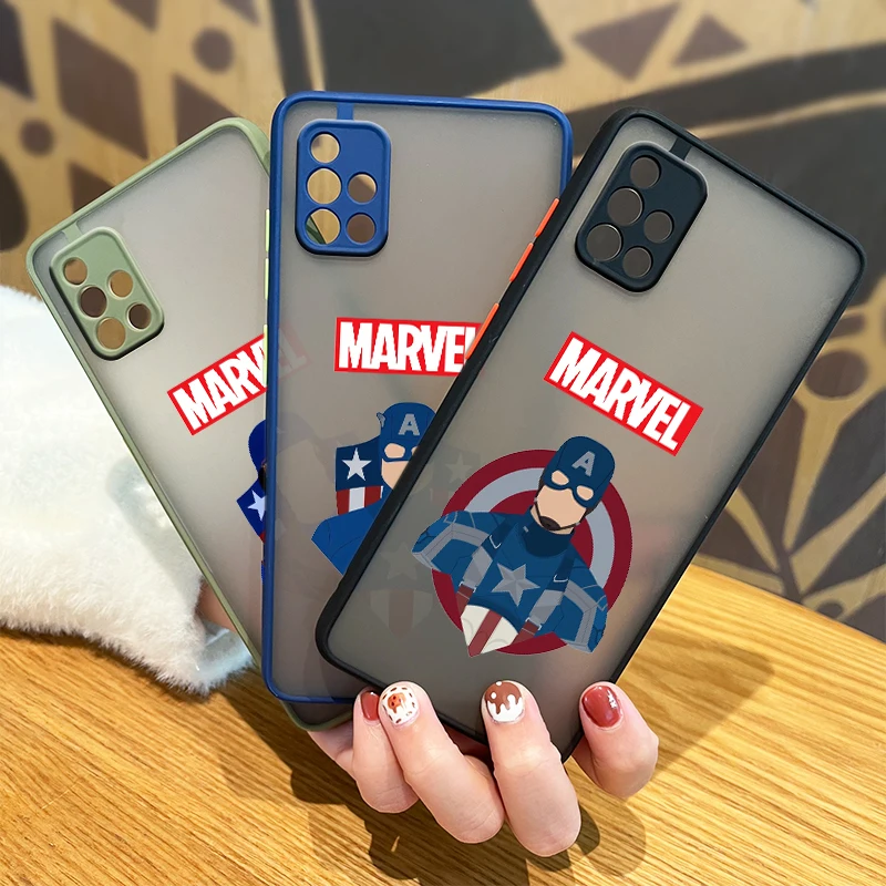 

Captain America Marvel For Samsung Galaxy A72 A52 A71 A51 A70 A32 A21S A03S A02S A12 4G 5G Frosted Translucent Phone Case Cover