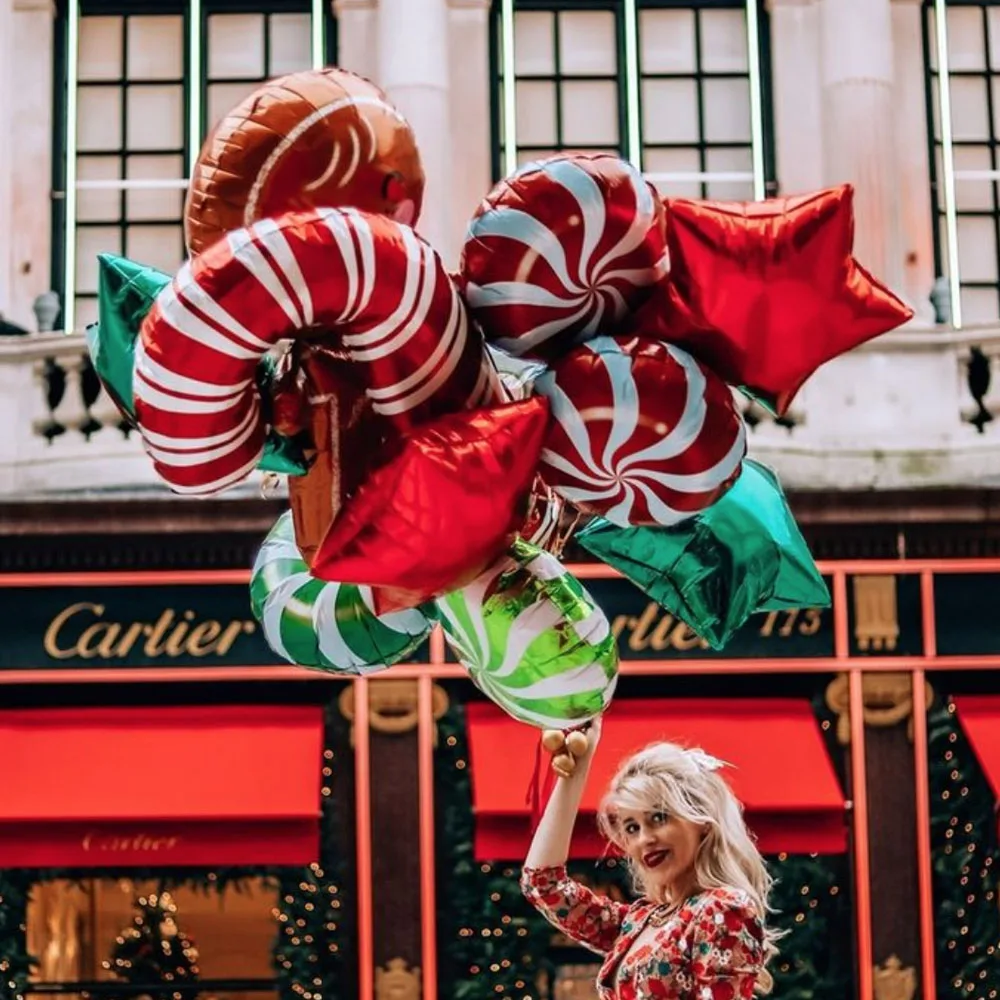 

6Pcs Large Christmas Balloons Candy Cane Foil Balloon Christmas Windmill Candy Globos Kids Toy New Year Christmas Decorations