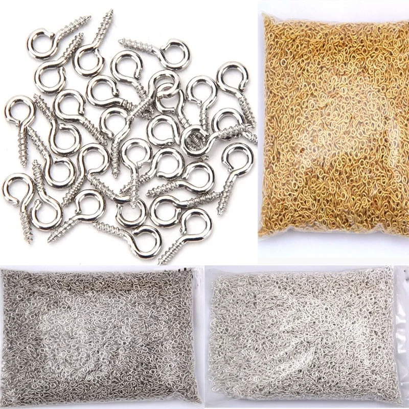 400Pcs Mini Screw Eye Pins for Jewelry Making Pearl Beads Screw Threaded Hooks Eyelets Clasps Findings for Bracelet DIY Earrings