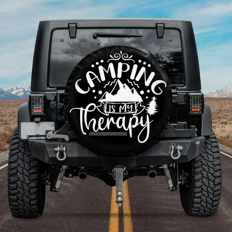 

Camping Is My Therapy Tire Cover American Day, Gift For Father, Spare Tire Cover For Car, Personalized Camper Tire Cover,