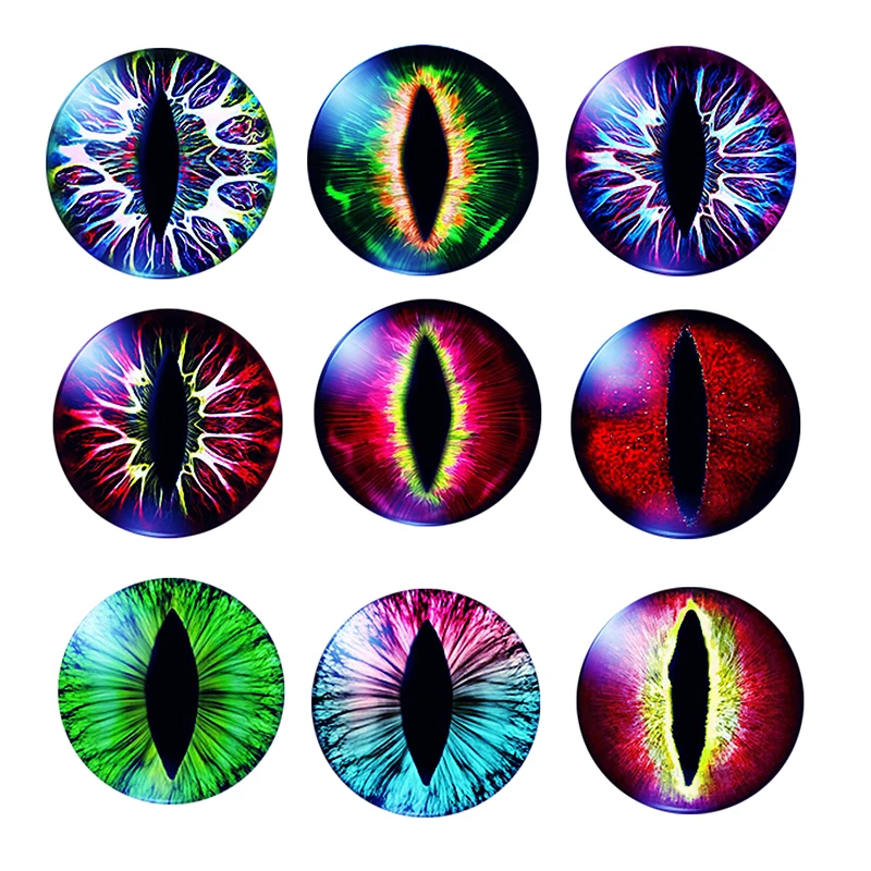 

6mm 14mm 16mm 18mm 30mm In Pairs Cat Dragon Eyes Round Glass Cabochon Flatback Photo Jewelry Finding Cameo Pendant Setting