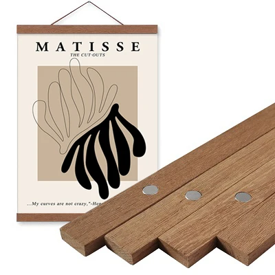 

Магнитные рамки для плакатов, вешалка, деревянная подвесная рамка, картина, держатель для плакатов, натуральный тиковая сосна, фотографии, прокрутка, настенный художественный декор