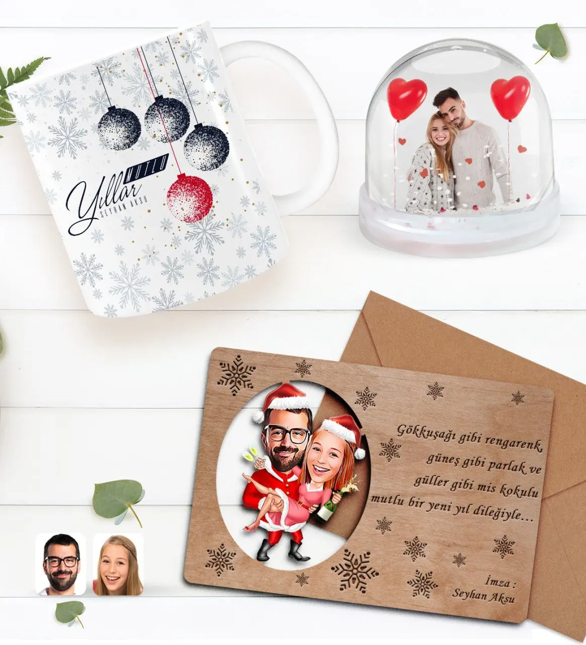 

Персонализированная фотография, Кружка со снежным шаром и на день рождения, кружка и Деревянная Рождественская открытка в ретро стиле, пода...