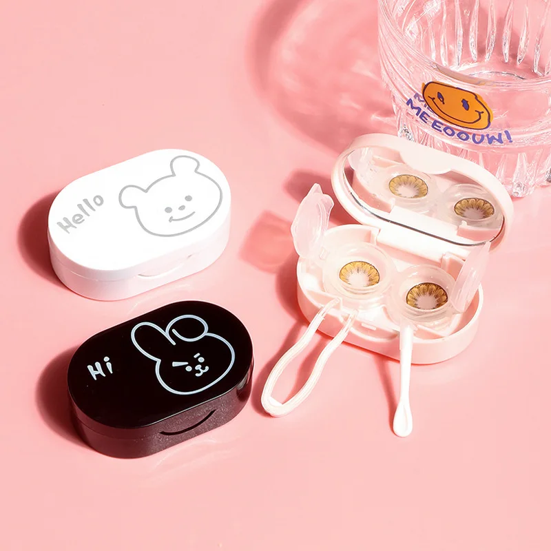 

Cute Contact Lenses Box Portable Contact Lens Case For Travel Lady Holder Storage Eye Care Container With Mirror Lenses Box