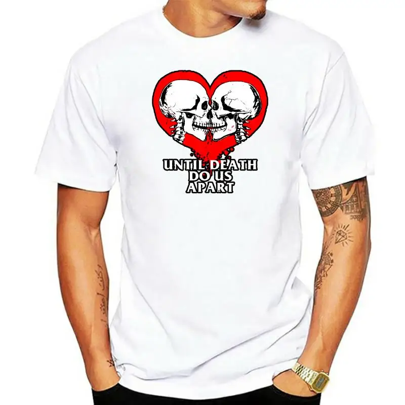 

2022 Fashion Summer T Shirt Heart Skeleton T-Shirt Valentines Day Lovers Couple Skull Rock Metal Gift Wife Tee Shirt 2022 New