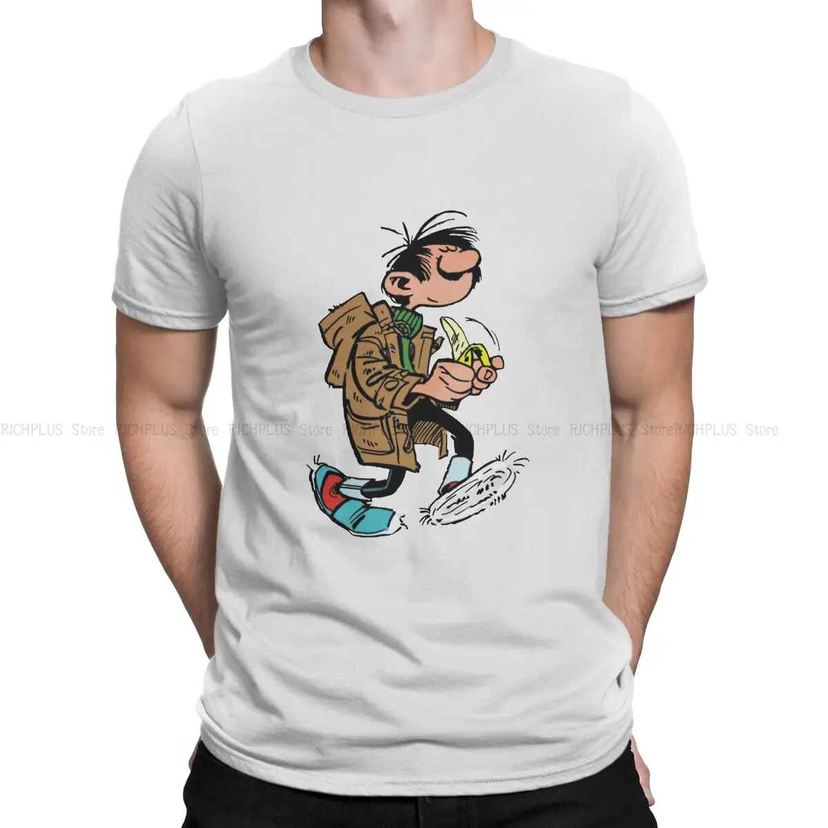 

Guust Flater едящая раньше Мужская комиксная одежда Gaston Lagaffe, новинка, удобная футболка из полиэстера