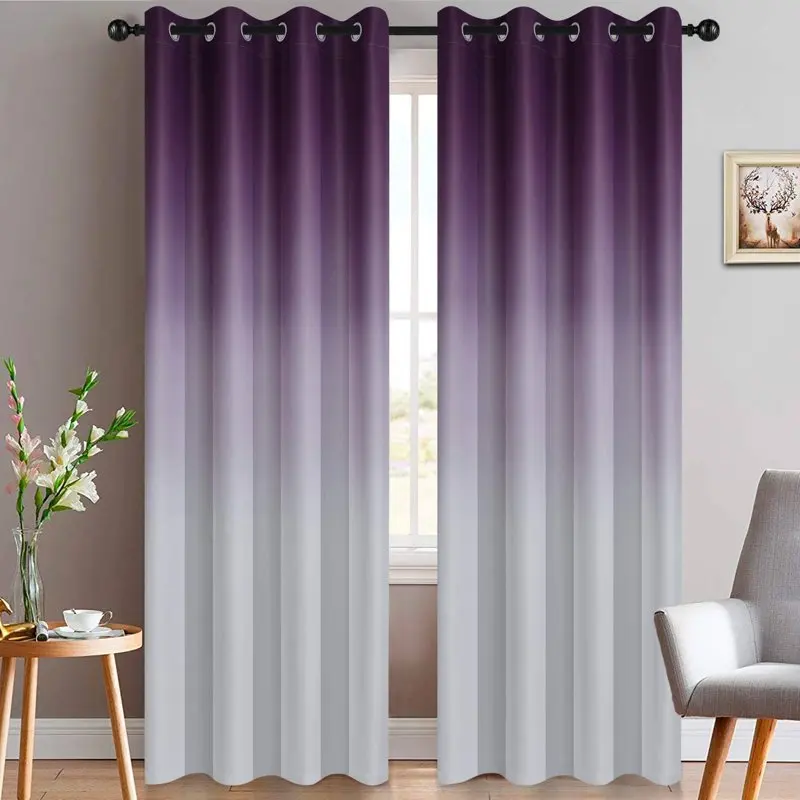

Purple Curtains with Grommet Room Darkening Ombre Window Drapes for Living Room/Bedroom,2 Panels, 52x84 Inch