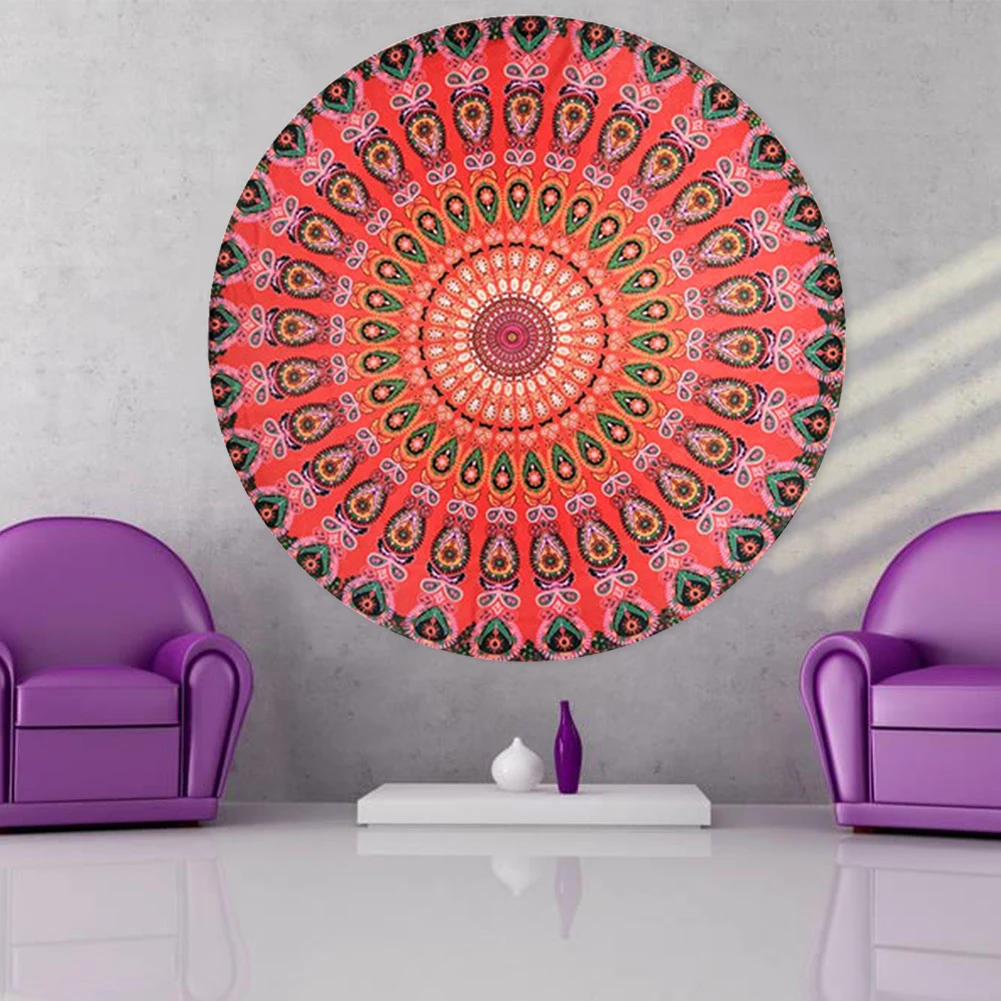 

140 X 140cm Round Mandala Tapestry Wall Hanging Carpet for Home Hotel Bedroom Household Portable Thickening Picnic Mat