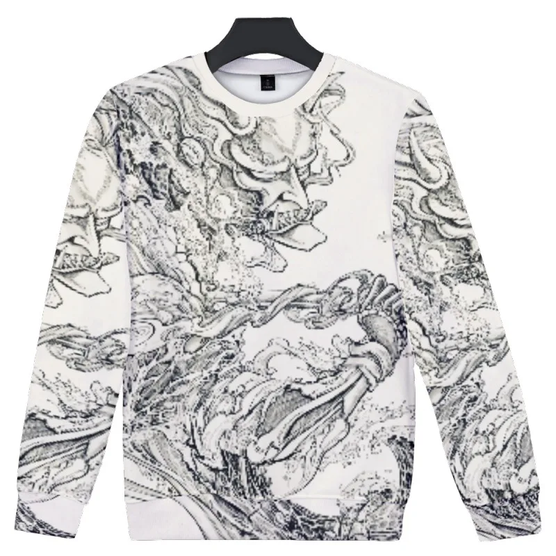 

Autumn Fashion Cartoon Demon Printed Long Sleeve O-Neck Men Casual Minimalist Sweatshirt Pullover Harajuku Hoodies