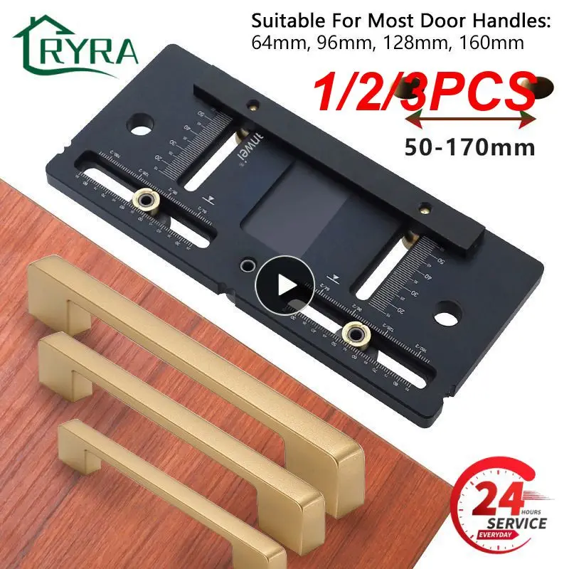 

1/2/3PCS Hole Handle Pitch Handle Punch Locator Aluminum Alloy Pocket Jig Wardrobe Door Cabinet Position Drill Guide Sleeve