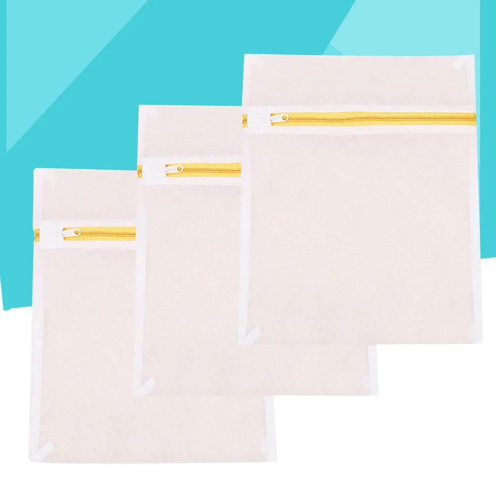 

3pcs Mesh Bags Zippered Fine Washing Bags Laundry Bags for