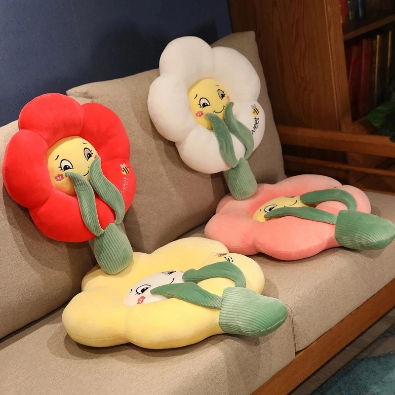 

50/60cm Colorful Flower Plant Plush Toy Beautiful Flower Cushion Stuffed Soft Sofa Bed Pillow Floor Mat Girls Room Decor Gift