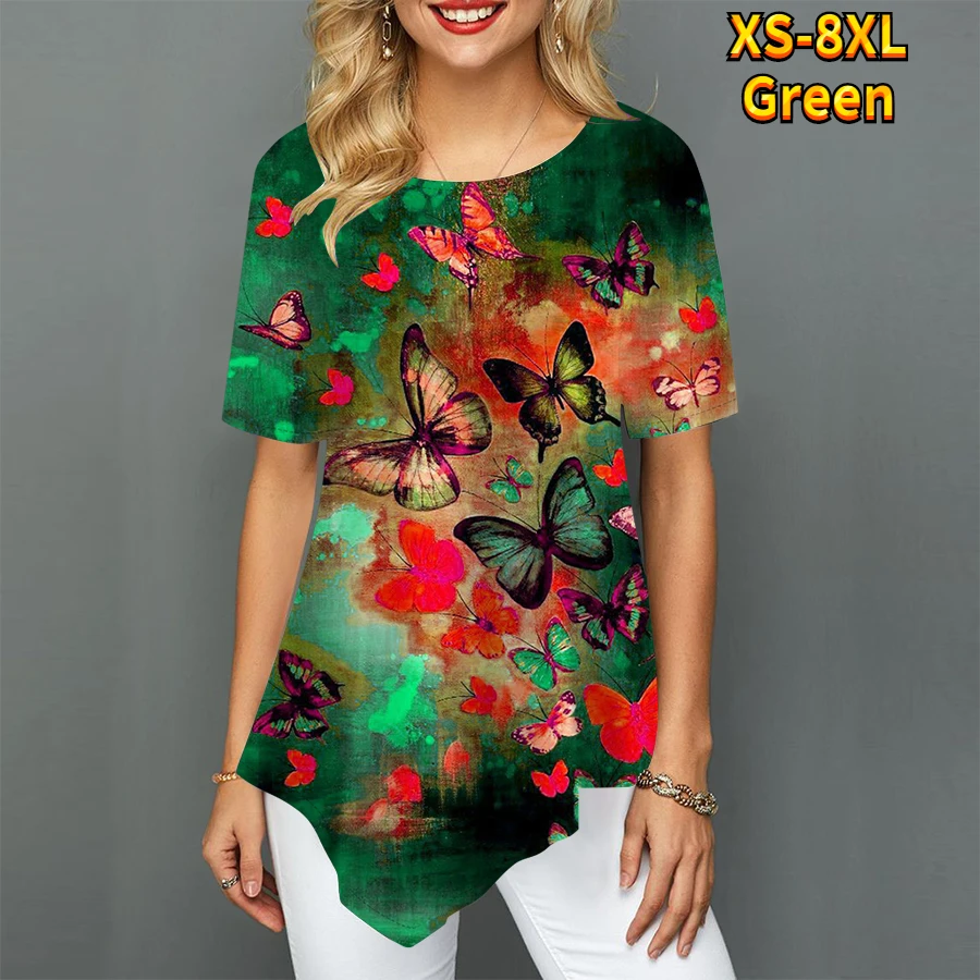 Женская зрелая ретро юбка с острым вырезом свободная женская футболка коротким