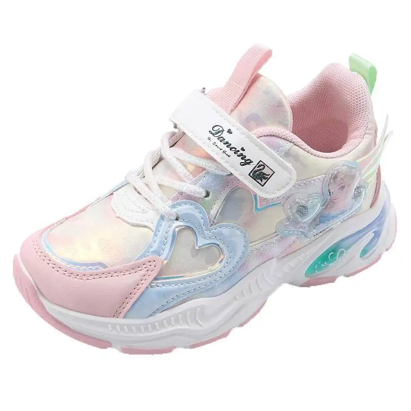 Повседневные туфли Disney для девочек модные спортивные кожаные кроссовки с мягкой