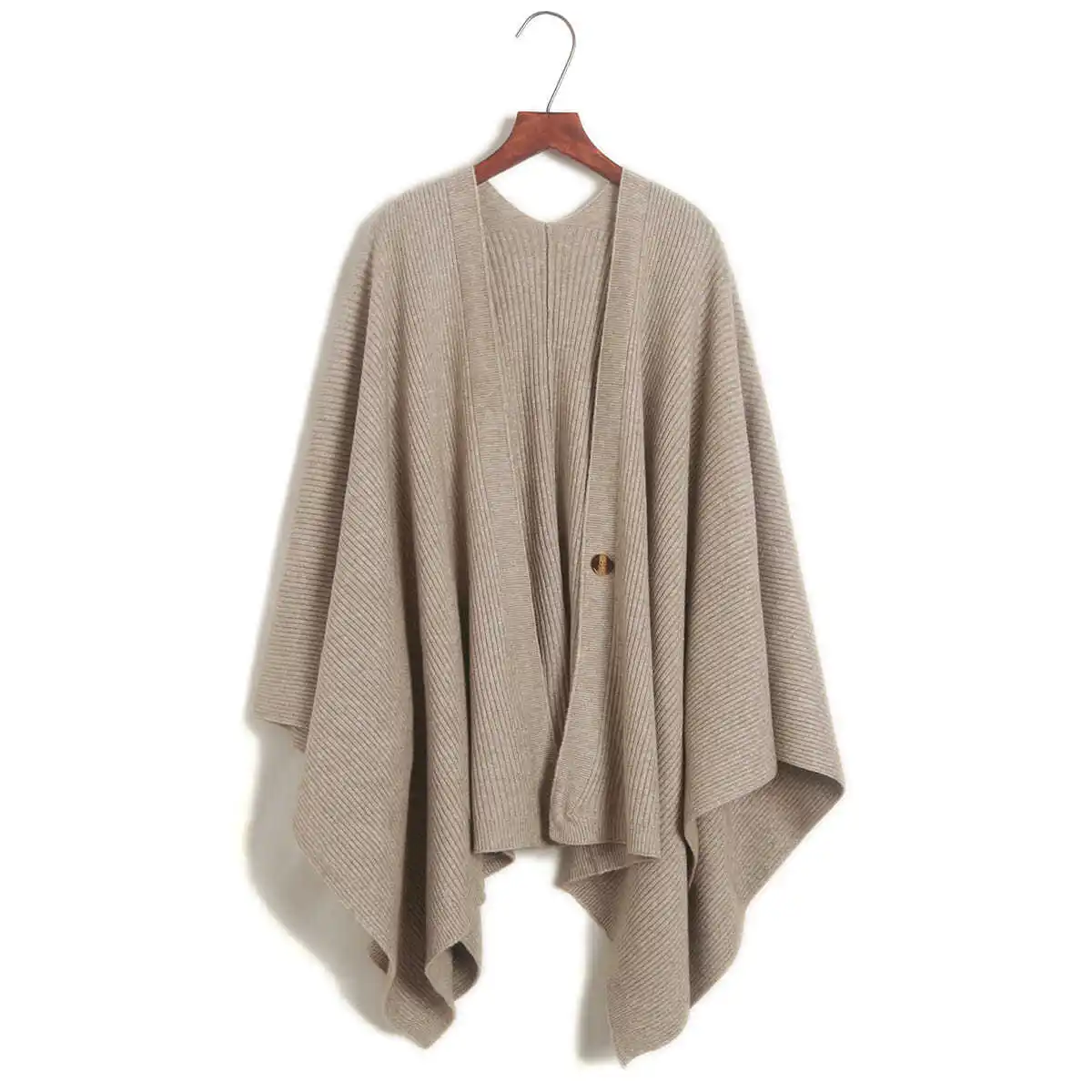 

Women Cape woolen Knitwear Buckle Shawl Sweater with Cloak Women's Autumn and Winter Coat Fashion Autumn Korean Version Thick