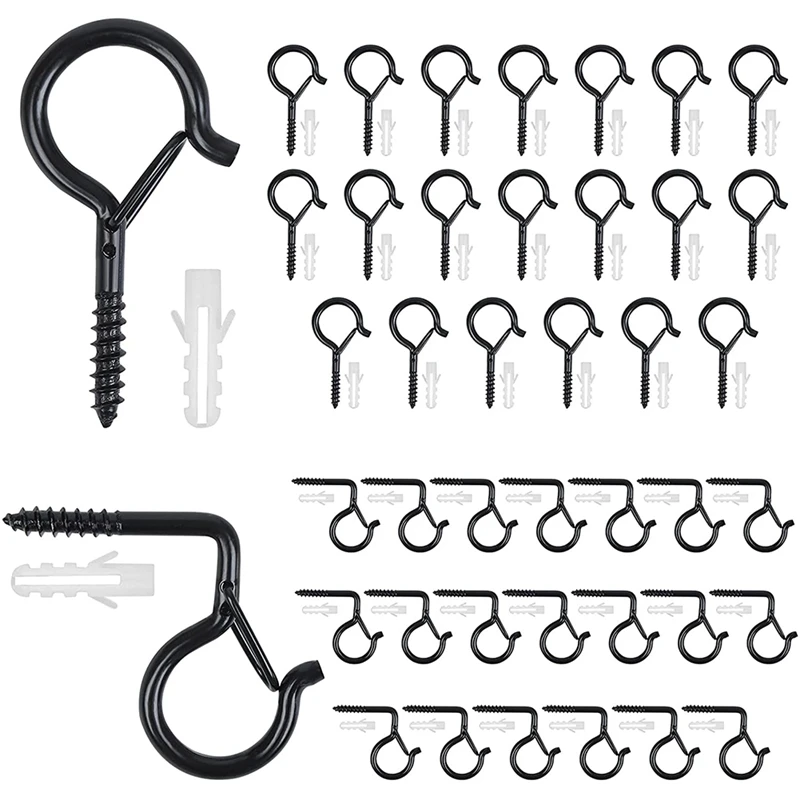 

40 Pack Q-Hanger Hooks Metal Screw Hooks Safety Buckle Christmas Lights Hanger For Outdoor String Lights Xmas Lights
