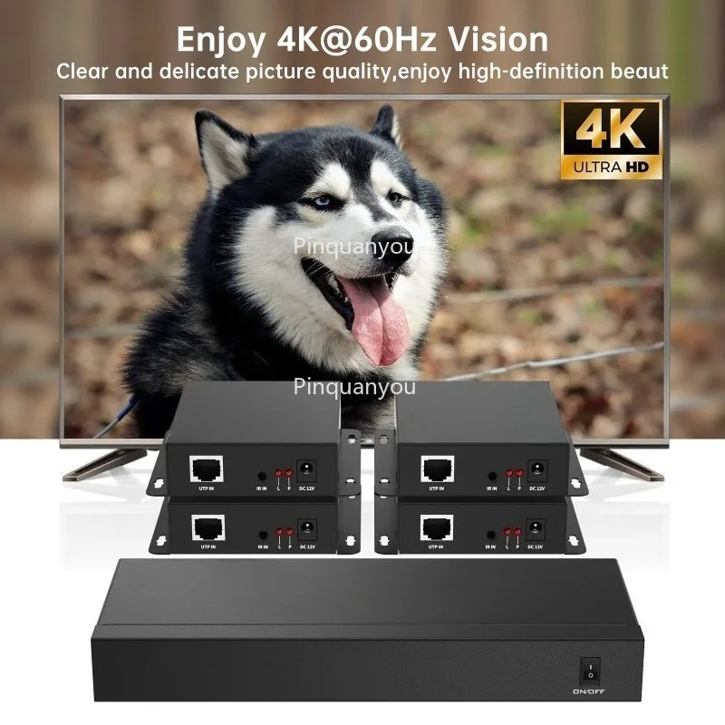 Фото Разветвитель HD 4K, 60 Гц через Ethernet 1x4, MT-VIKI Расширитель HD 1 в 4 выхода через Cat6 POC + Петля 70 м №4