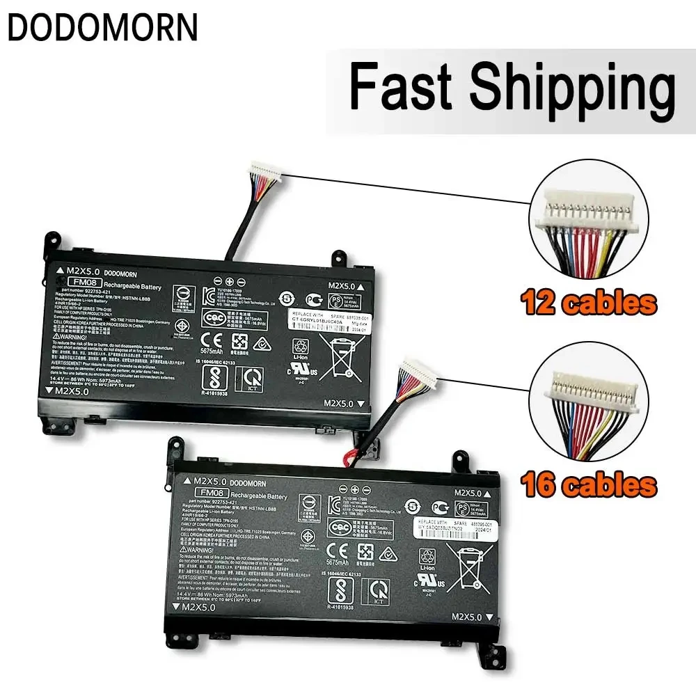 5973 мАч 12/16 кабелей FM08 Аккумулятор для ноутбука HP HQ-TRE Omen 17-an1xxx 17-an0XX 17-an100 TPN-Q195