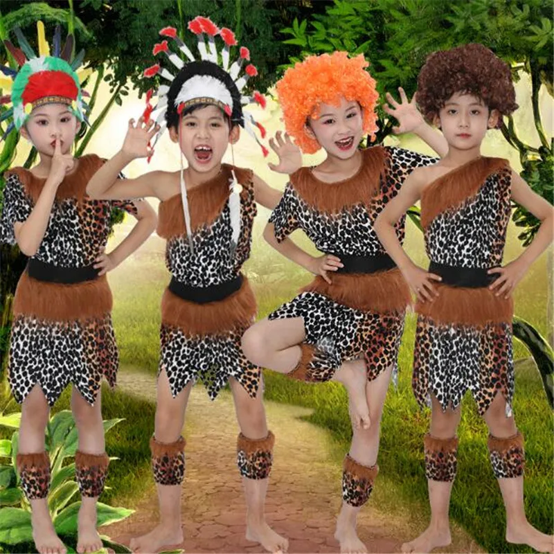 Костюм для косплея на Хэллоуин мальчиков и девочек пасхальные костюмы savage caveman с