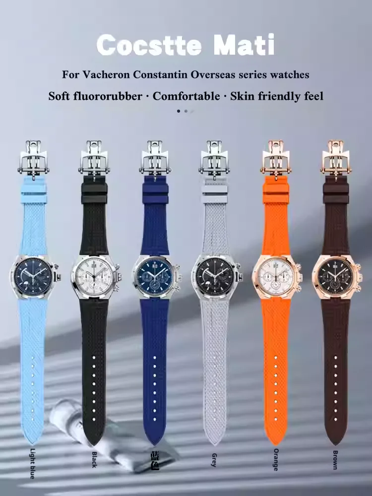 Фото Ремешок для часов из фторкаучука для Vacheron Constantin Overseas 47040 47450 49150, браслет FKM, аксессуары для часов, ремешок на запястье №5