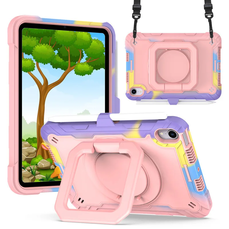 

Heavy Duty Silicone + PC Cases for iPad Mini 6 5 4 Generation 8.3 2021 7.9 inch Hand Ring Kids Stand Shockproof Tablet Cover