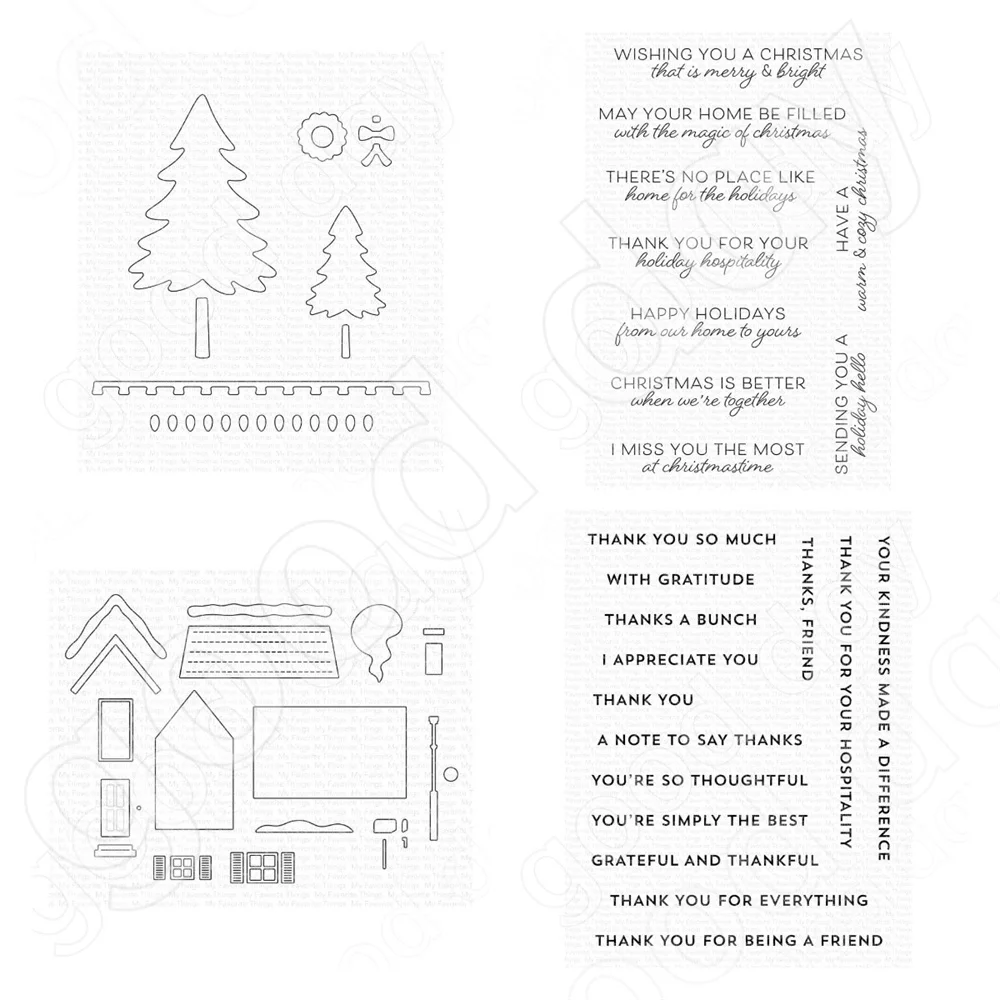 

Houses and Trees Cutting Dies Stamps Scrapbook Diary Decoration Embossing Template Diy Greeting Card Handmade Hot Sale 2022 New