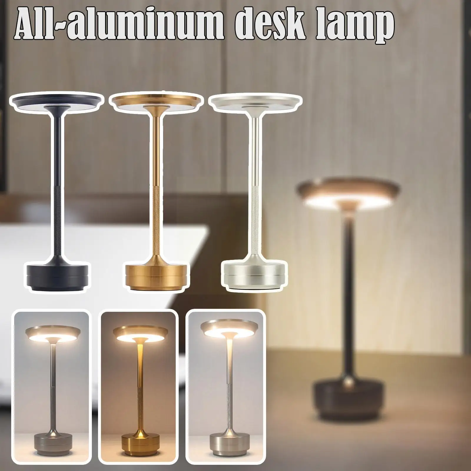 

Rechargeable Cordless Desk Lamp, Portable Modern Aluminium Led Dimmable Restaurant Table Lamp For Hotel Bar Dinning Room K3e5