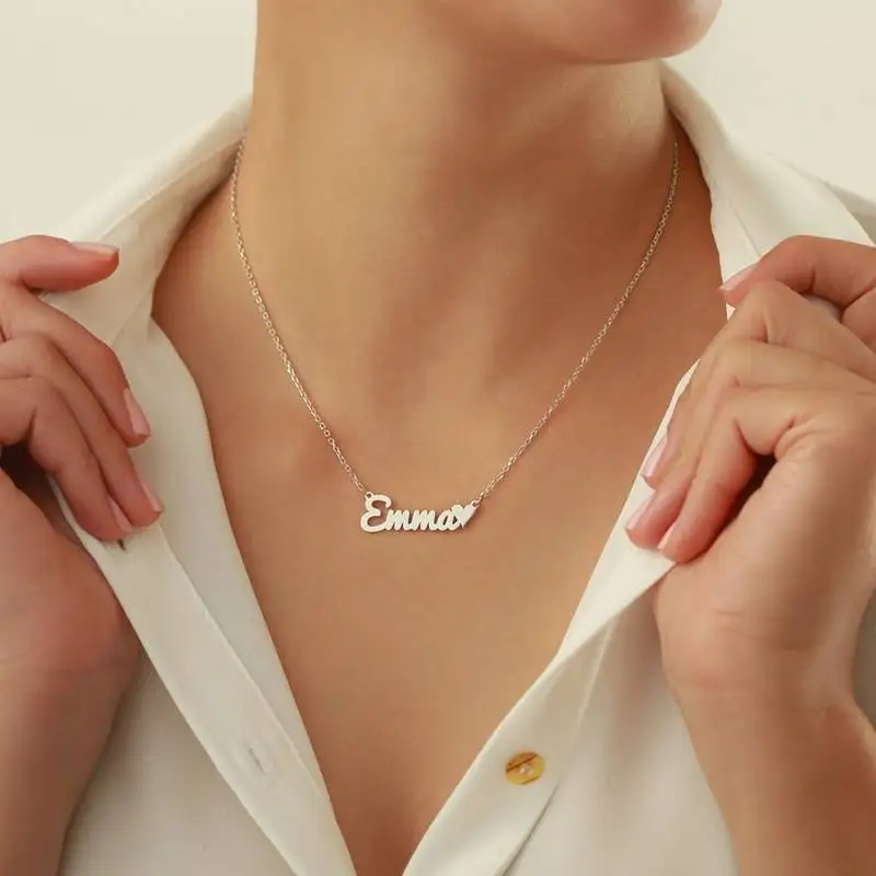 

Custom Necklace Personalised Stainless Steel Jewelry Women Necklace with Name Letter Pendant Chain Choker Gifts Colar Feminino